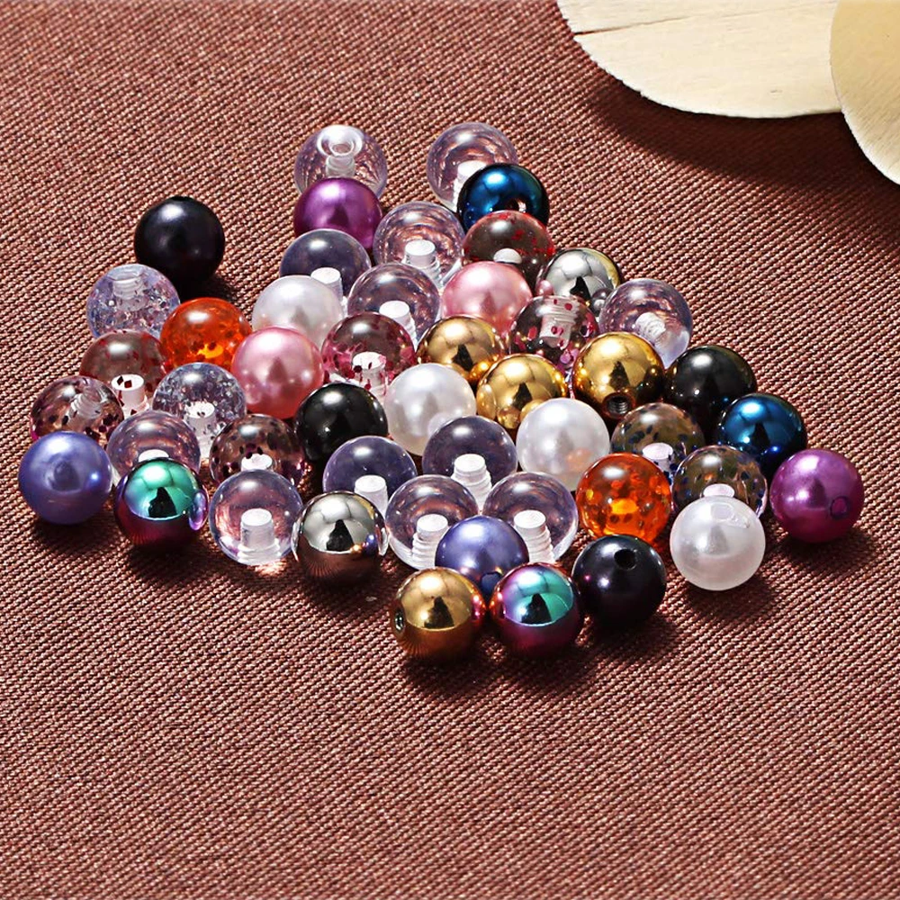 2PCS 14G 5mm Stainless Steel Glitter Acrylic Clear Pearl Replacement Balls Body Jewelry Piercing Barbell Parts Balls Women Men