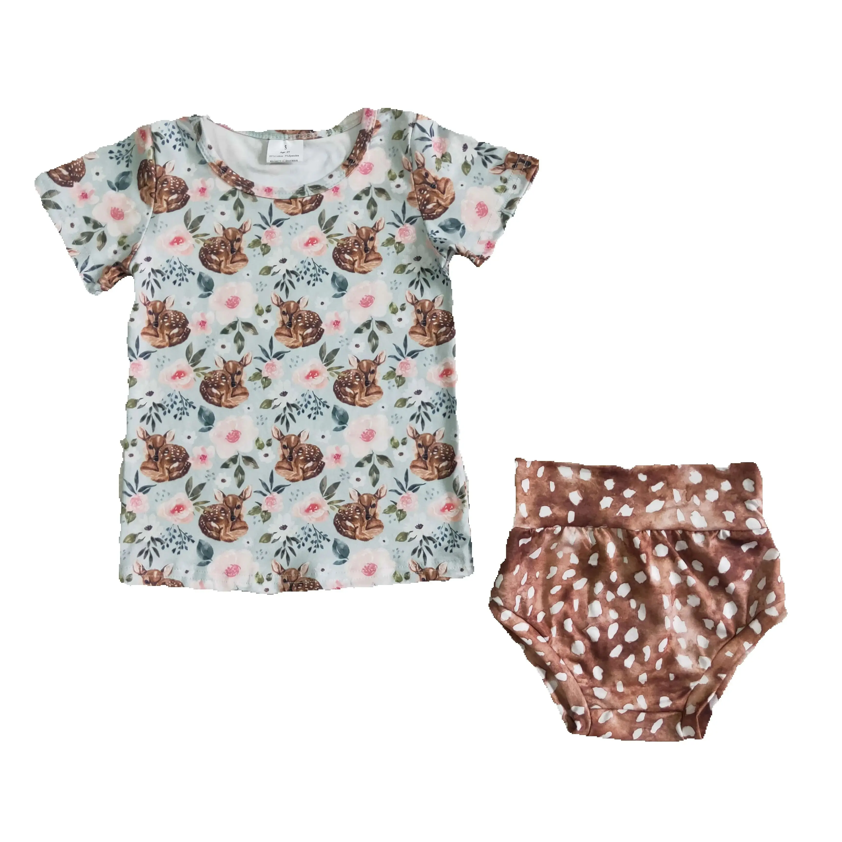 

Baby girls deer bummie summer sets