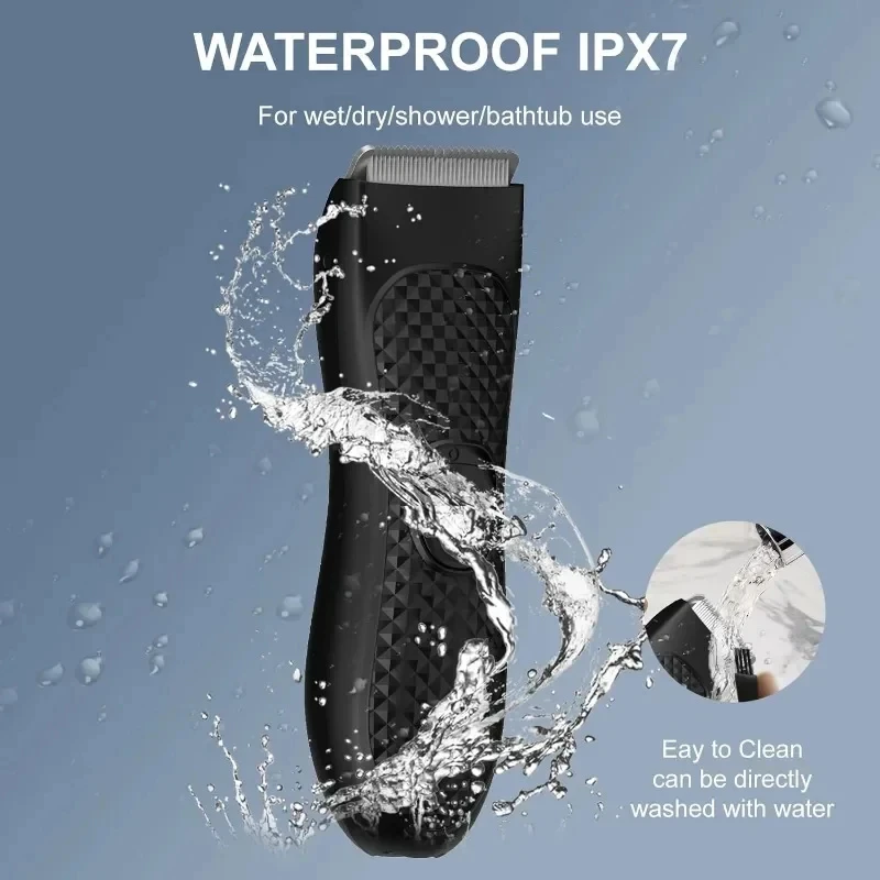 Men's Electric Groin Hair Trimmer Pubic Hair Removal Intimate Areas Body Grooming Clipper Epilator Rechargeable Shaver Razor