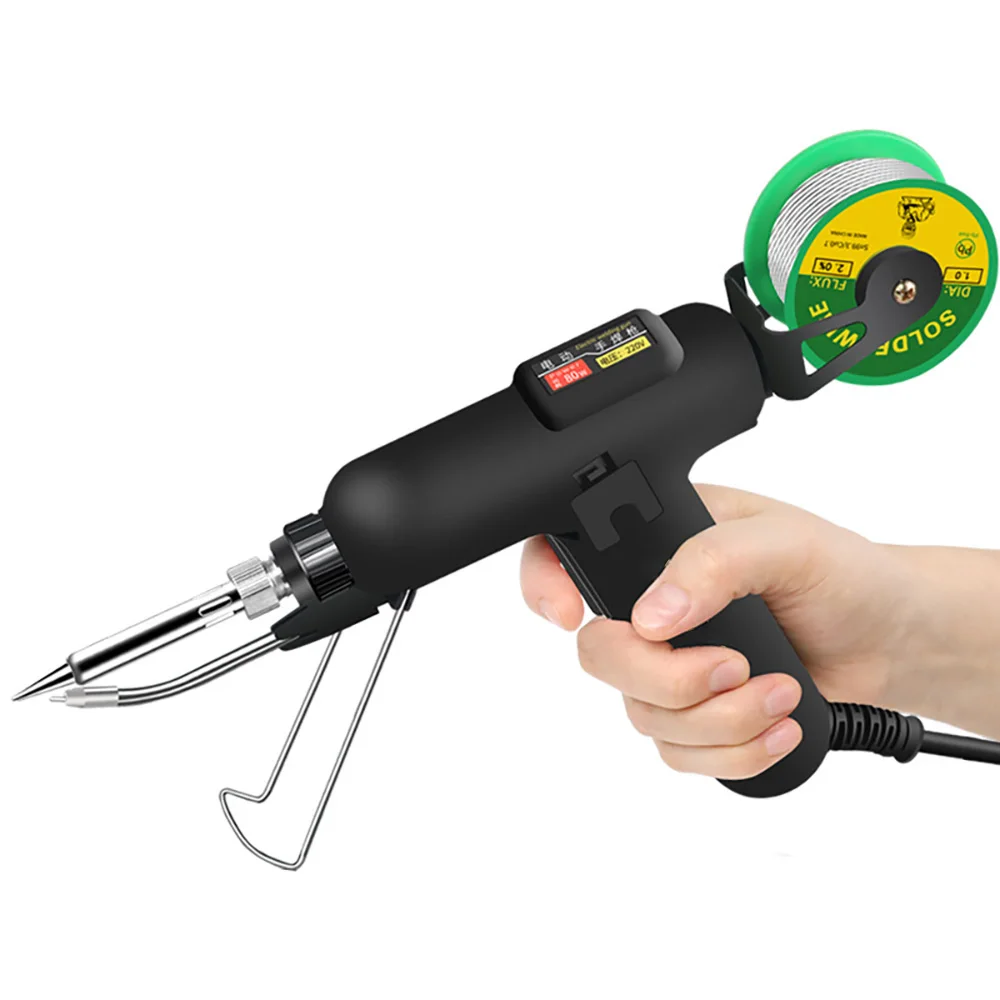 Alimentatore di stagno semiautomatico pistola per saldatura manuale riscaldata internamente 80W 220V