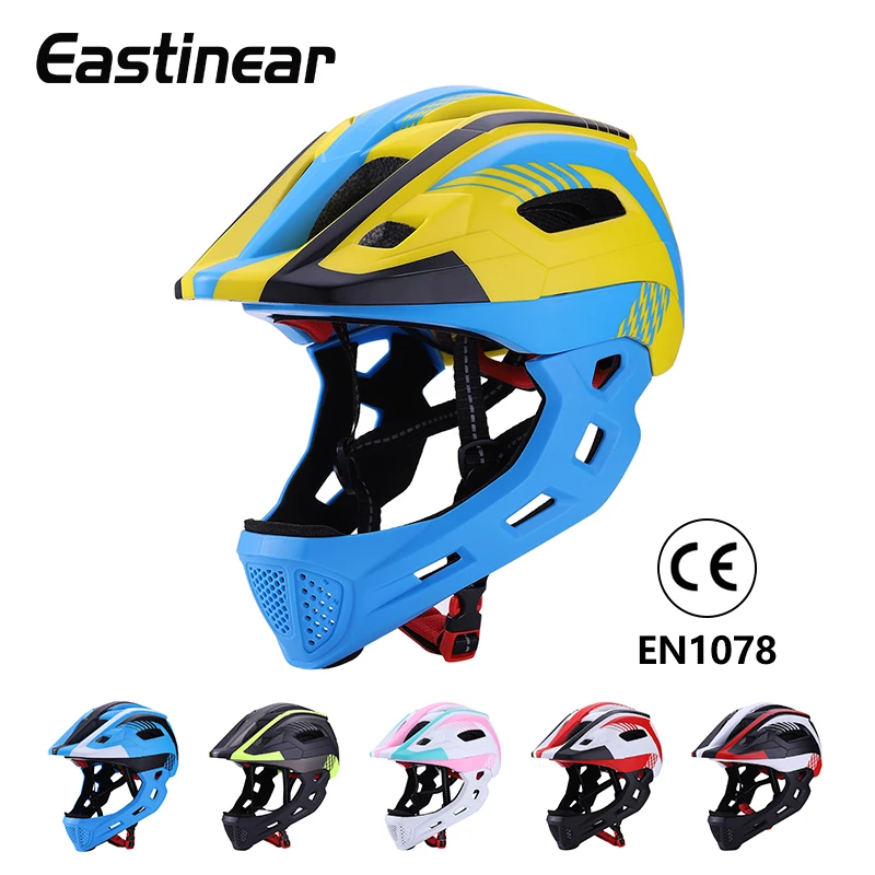 Eastinear Children's Bicycle Helmet Full Face Detachable Outdoor Sports Skateboard Roller Skating Riding Helmet With Tail Light