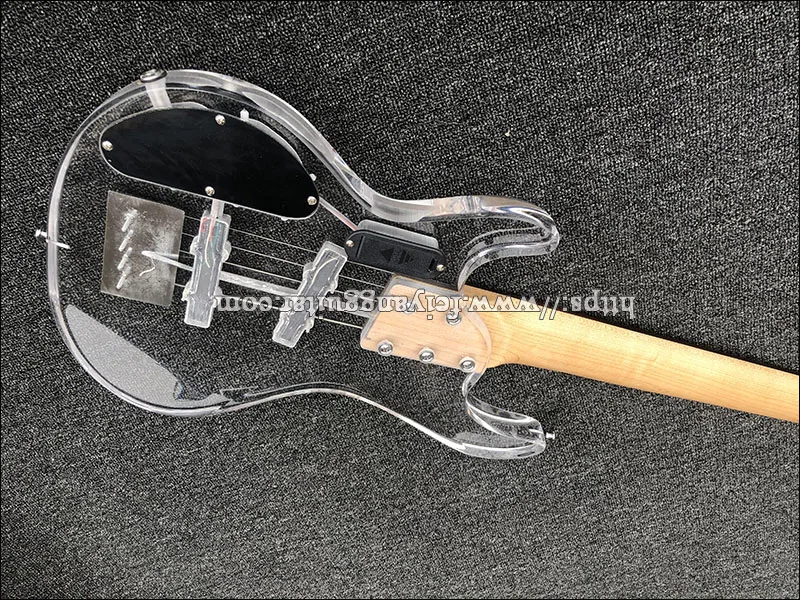 Electric Bass Guitar, Acrylic Body, Rosewood Fingerboard with LED Light, 5 Strings, High Quality Bass Guitar,Free shipping
