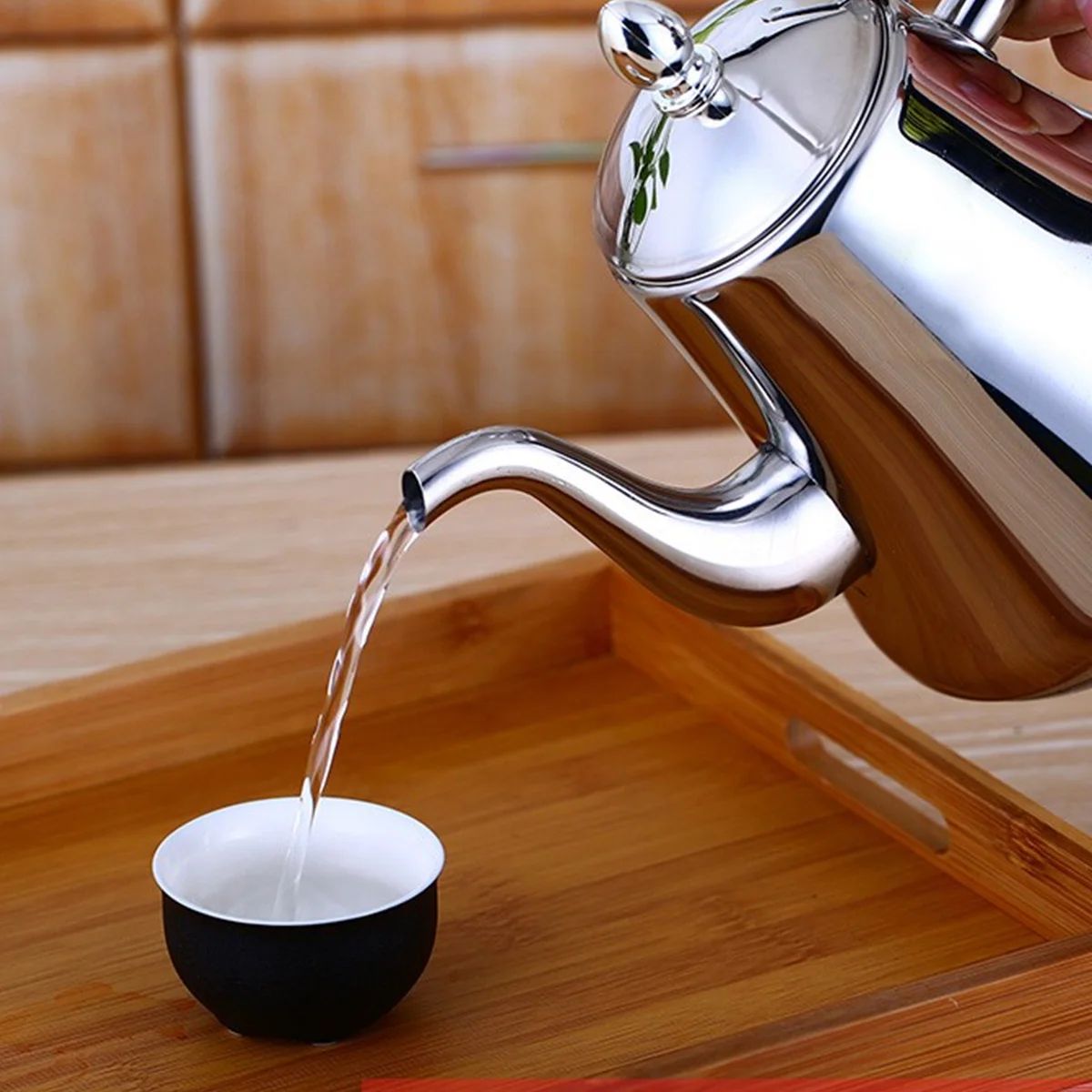 

Stainless Steel Tea Kettle 1L Tea Pot Strainer Easy Clean Glossy Surface Home Use Teapot Stainless Steel Teapot