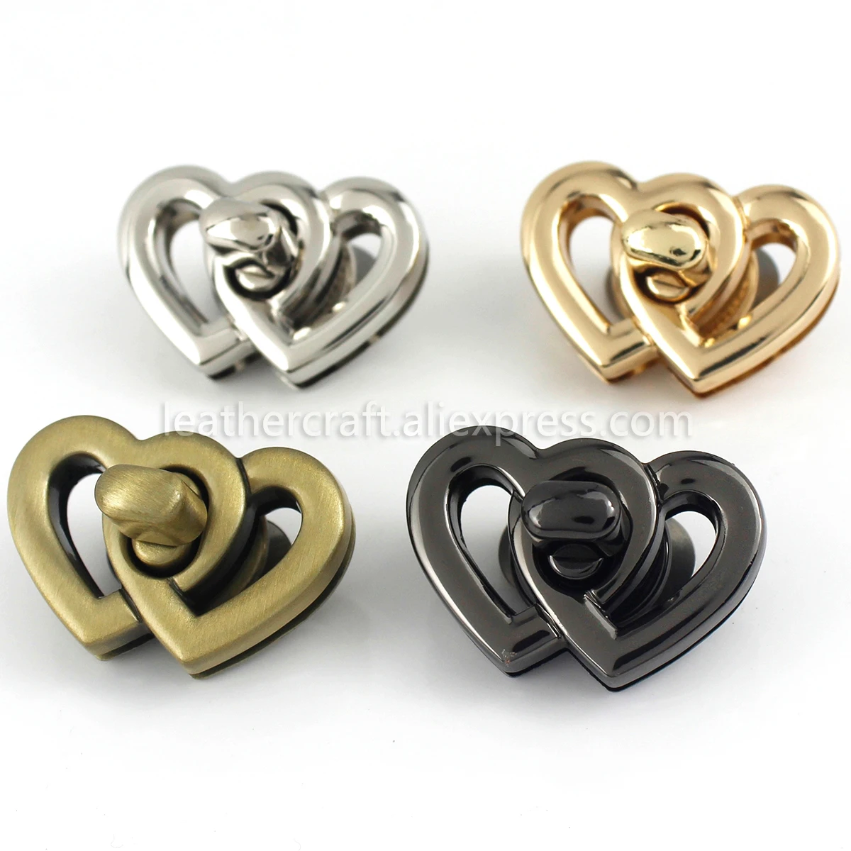 1x Metal Heart Shape Turn Lock Clasps Closure buckle Leather Craft Women Bag Purse Handbag Shoulder Closure DIY Accessories