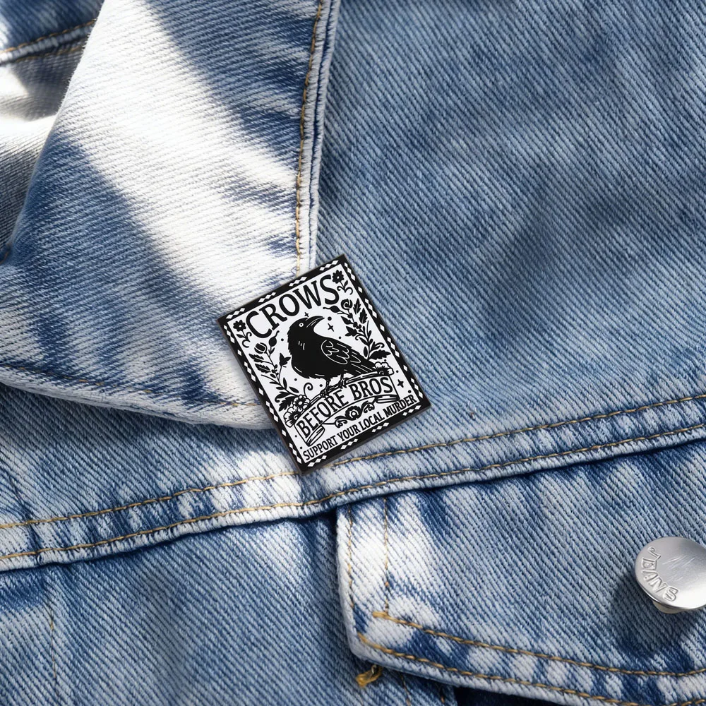 Vintage Crows Before Bros Brosche Unterstütze Deine Lokalen Mörder Gothic Emaille Anstecknadel Bevorzugt von Freundinnen Punk Gothic Fans Geschenk – Detail 5