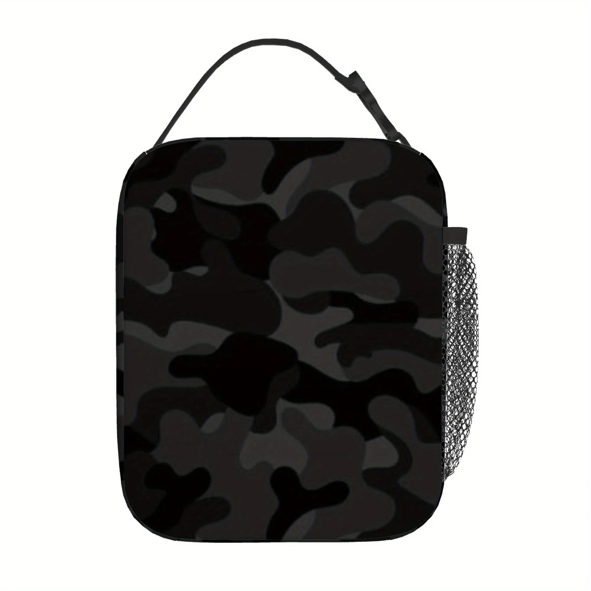 1pc, Black Camouflage Pattern Background. Printed Thermal Bag Insulation Bag Insulated Bag, No Food Contact, Suitable for Home,