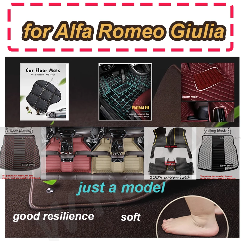 

LUXURY Car Floor Mats Carpets For Alfa Romeo Giulia 2021 2020 2019 2018 2017 Car Floor Mats