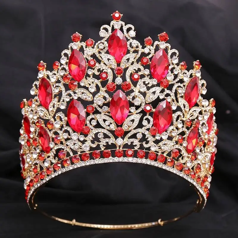 Miss Universe Green Crystal Tiaras 14cm Height Bridal Headwear Pageant Headdress Party Elegant Wedding Crown Hair Jewelry