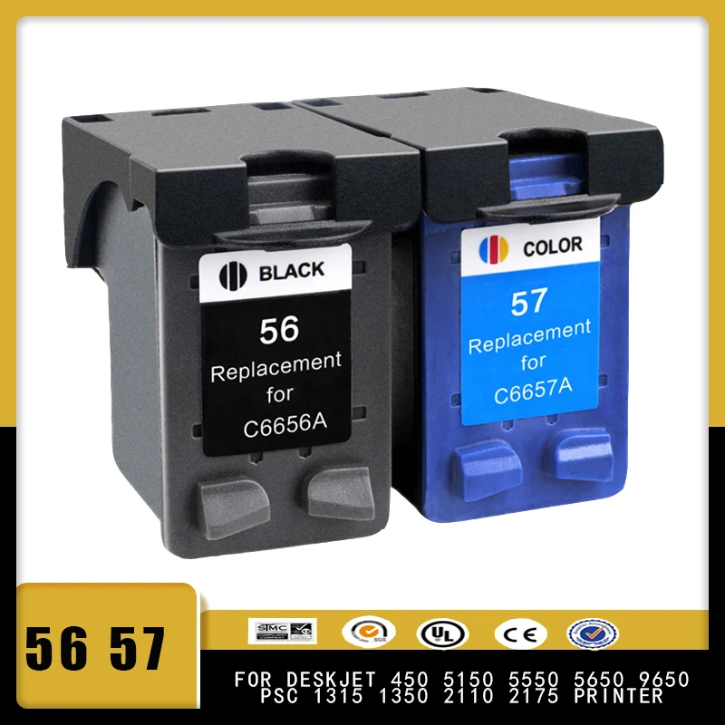 Compatible 56XL 57XL Ink Cartridge Replacement for HP 56 HP 57 XL Deskjet 5150 450CI 5550 5650 7760 9650 PSC 1315 1350 2110 2210