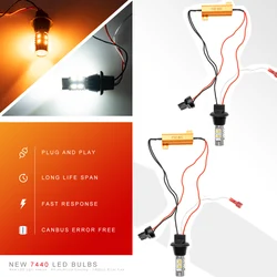 2X WY21W T20 7440 LED DRL Daytime Running Light Bulb turn signal light For FIAT  500 2007- 500C 500L Canbus with resister