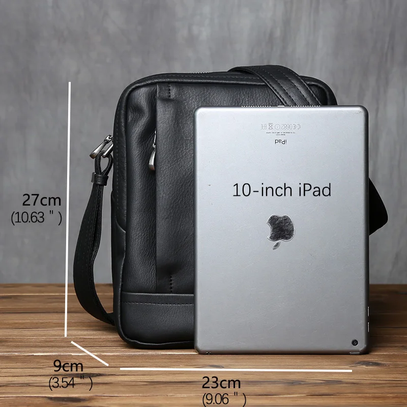 NZPJ Herren-Umhängetasche, Oberschicht, Rindsleder, Trend-Umhängetasche, Leder, lässig, Jugendmode, Herrentasche, geeignet für 10-Zoll-iPad – Detail 2
