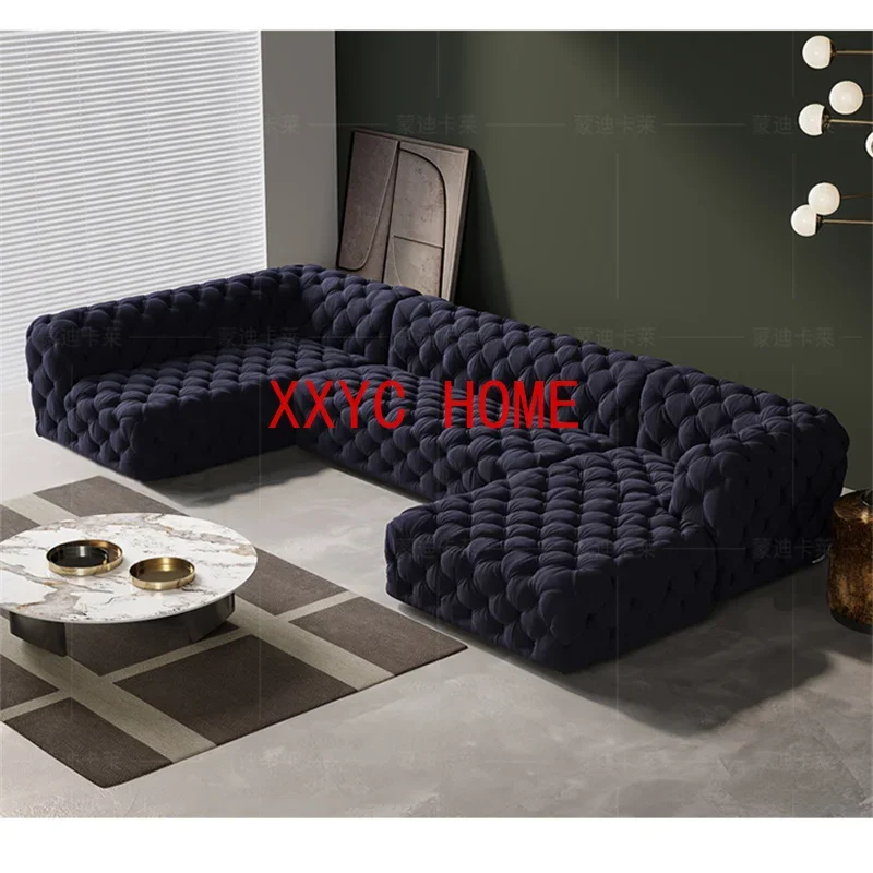 Moon Surface Pull Buckle Sofa Living Room L-Shaped Imperial Concubine Corner Combination American Large Apartment