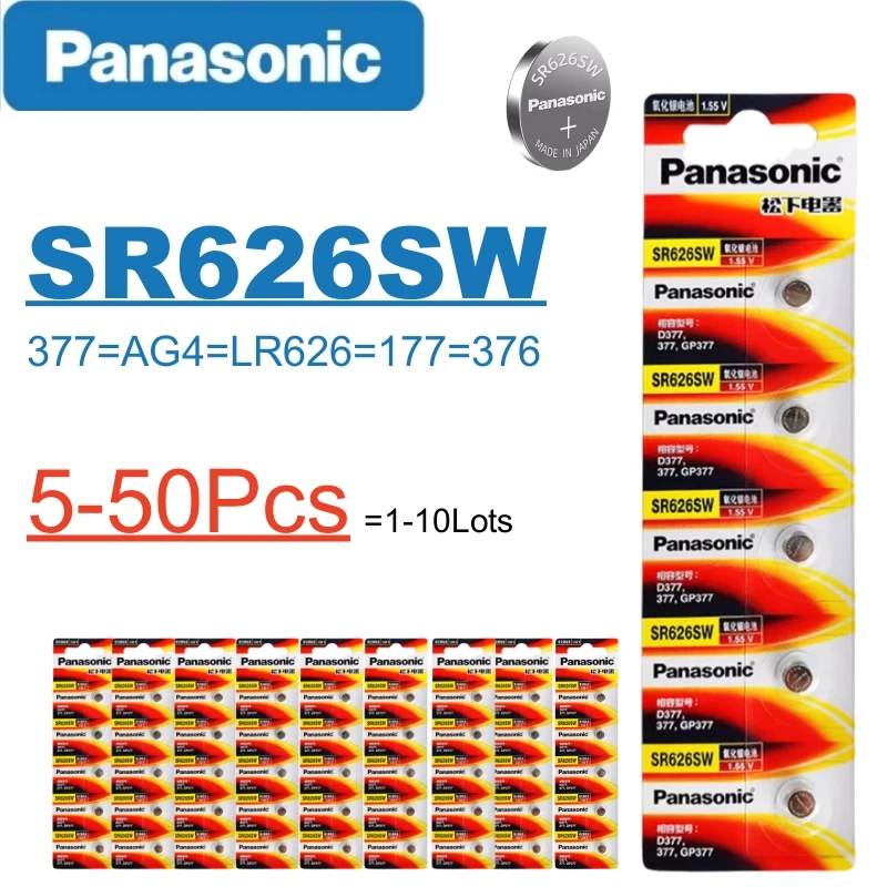 5-50 قطعة باناسونيك SR626SW 377 ساعة بطارية SR626 SW AG4 LR626 177 376 زر بطارية لتيسو CK ساعة كوارتز أكسيد الفضة
