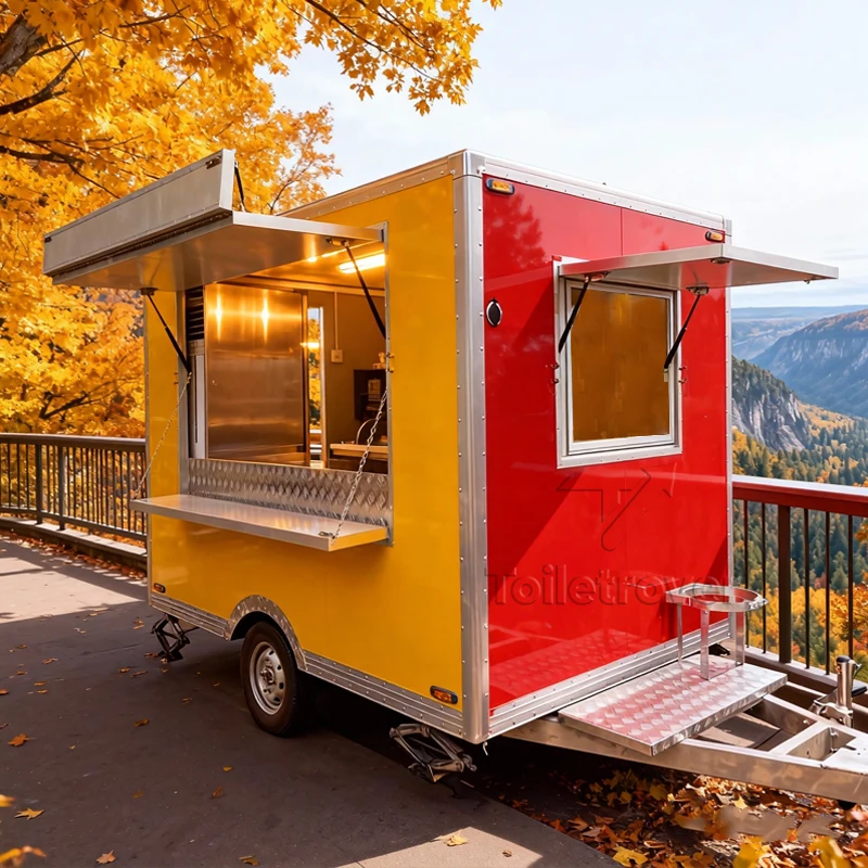 

Foreign Outdoor Mobile Food Truck Trailer Custom Fully Equipped Food Trailer Hot Dog Fast Food Truck with Led Lights Screens