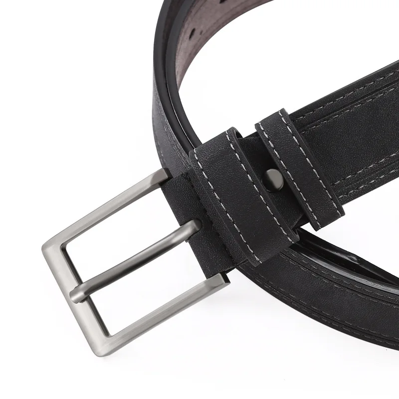 New Men's Alloy Needle Buckle Belt Business Fashion Jeans Perforated Cowhide Pant Belt Leather Belt Men