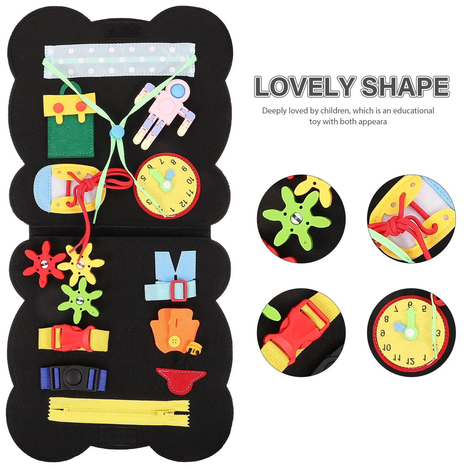 

Panda Felt Educational Busy Board Montessori Early Learning Activity Sensory Development Cognitive Skill Board for Toddlers