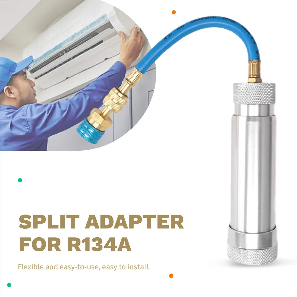 a91p-acオイル染料注入器逆流防止キット、r134a＆r1234yf低圧側クイックカプラー、r410aミニスプリットアダプター付き