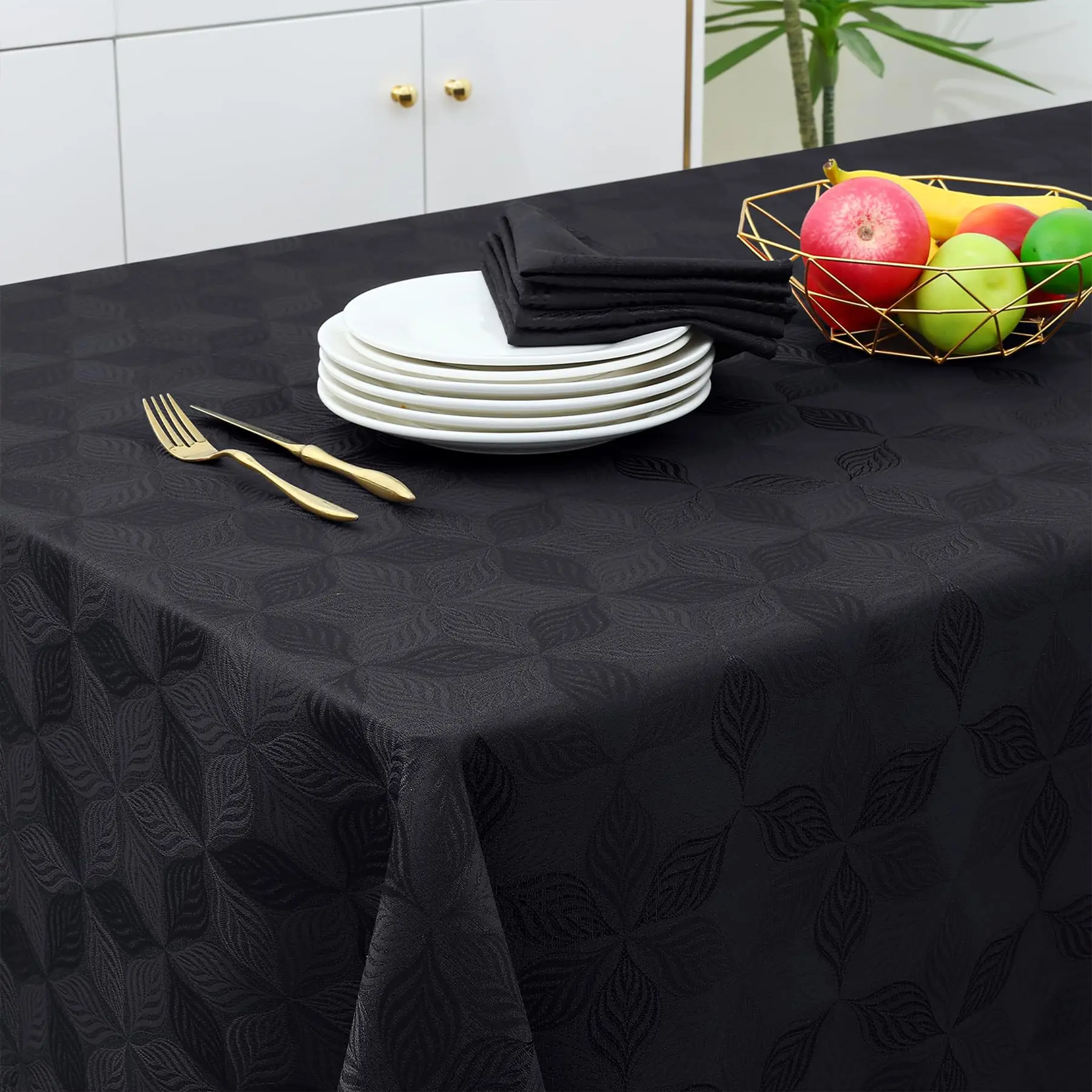 

Kitinjoy Rectangle Leaf Flower Diagram Polyester Tablecloth Table Cloth For Home Jacquard Dyeing Tablecloth For Banquet Party