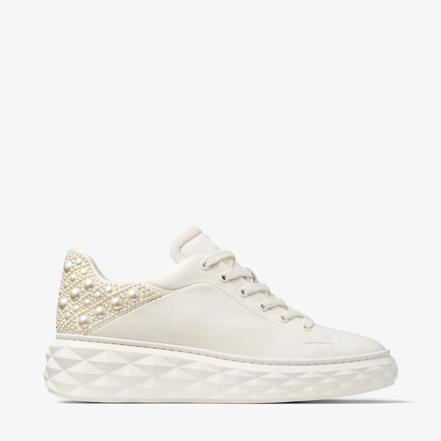 Women's Diamond Maxi Latte Nappa Leather Pearl Trainers