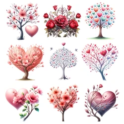 Love Tree Valentine's Day Cute Cartoon pattern Patches Hoodie Heat Transfer For Clothes Thermo Sticker Iron on Vinyl For T-shirt