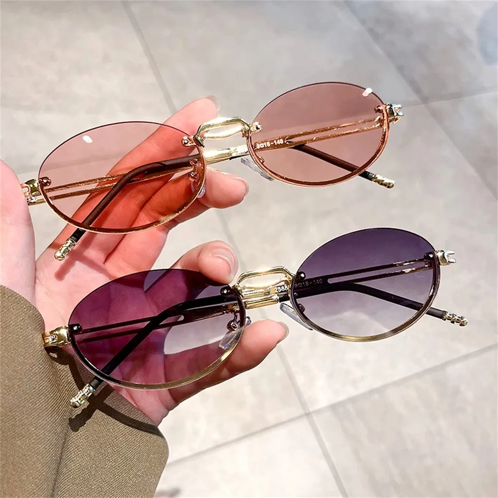 New Luxury Retro Small Metal Frame Steampunk Sunglasses Women Men Vintage Oval Sun Glasses Vintage Eyewear oculos