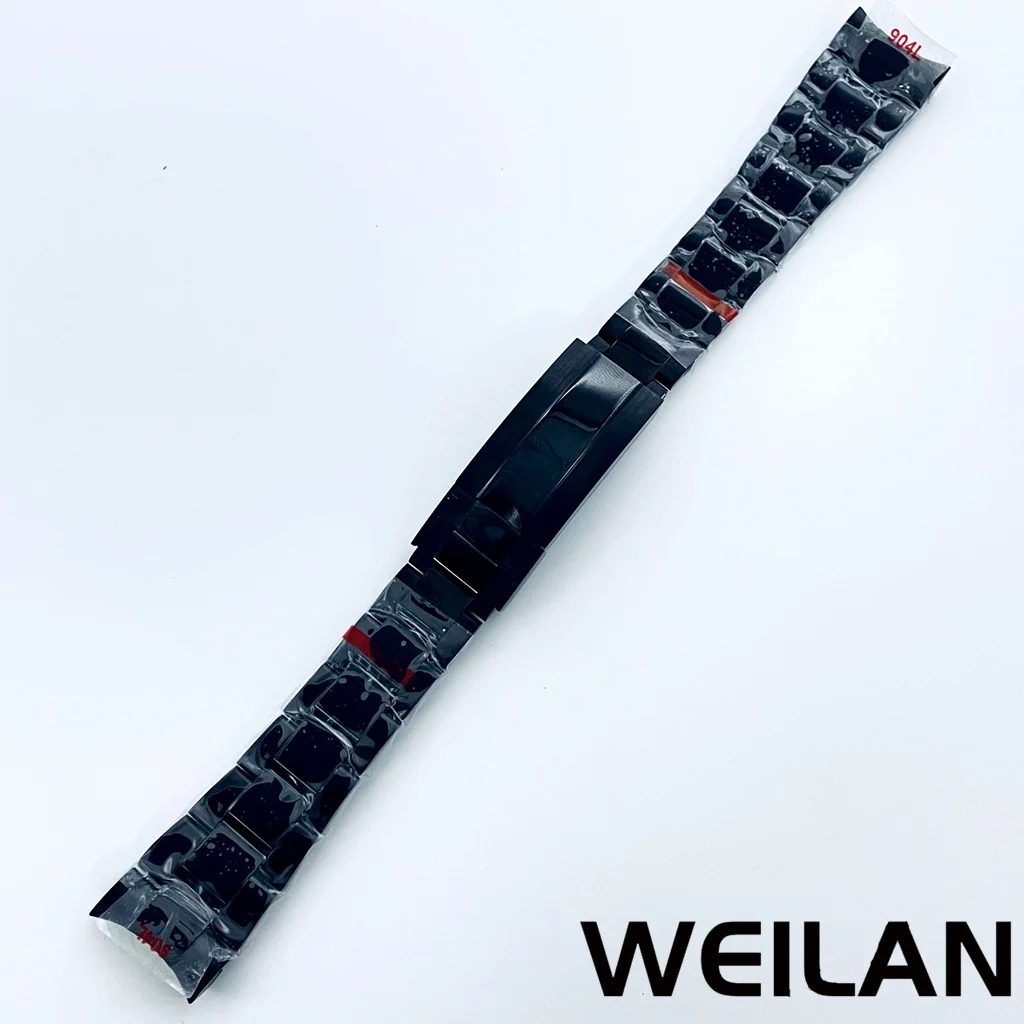 20mm Wide 904L Solid Stainless Steel Watch Strap Brushed and Polished Oyster Bracelet Folding Buckle Sliding Lock