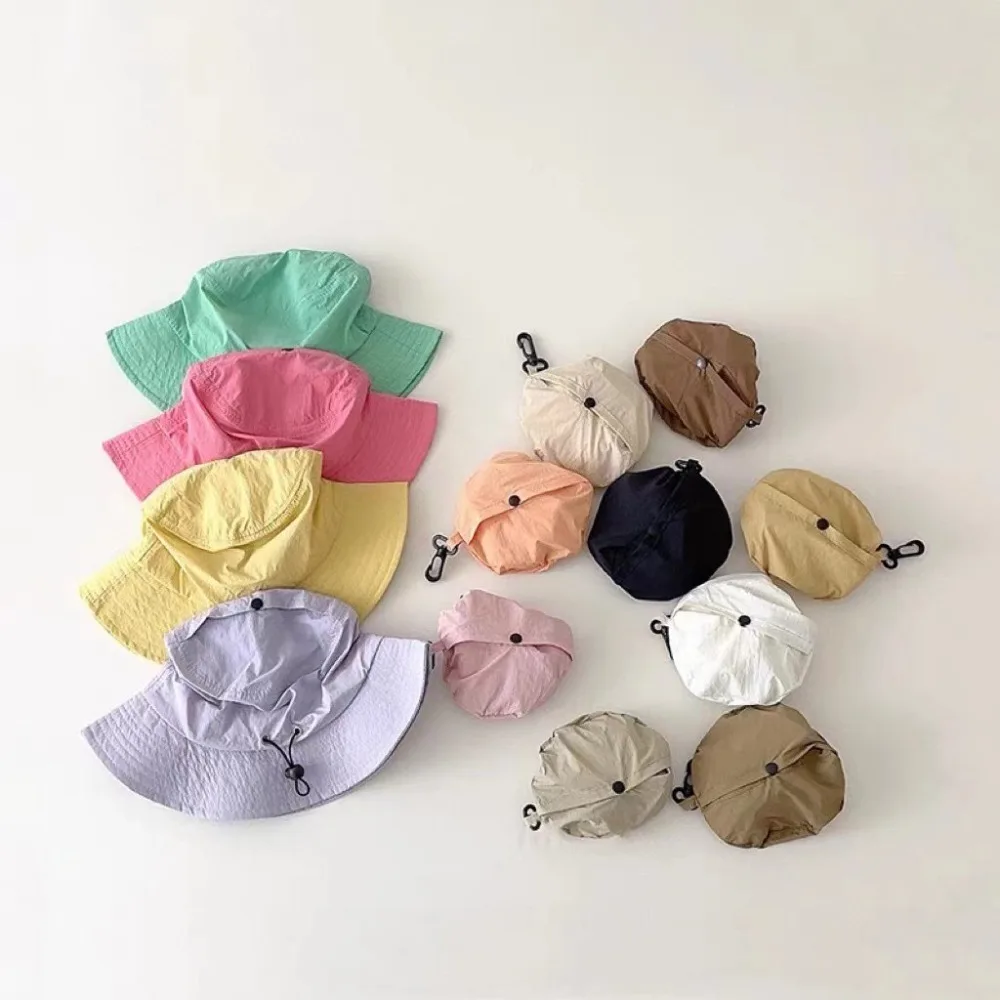 

Ins Korean Style Baby Sun Protection Cap Quick Dry Breathable Bucket Hat Portable Cotton Children Fishman Hat 2-7 Years Old