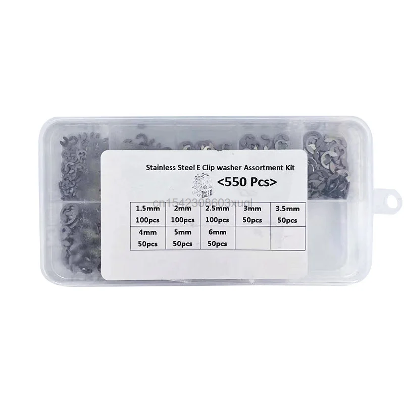 Juntas elásticas de retención a presión, Kit de anillo redondo de acero inoxidable tipo C, DIN6799 GB896 M1.5-M6 550, 450 unids/set/juego