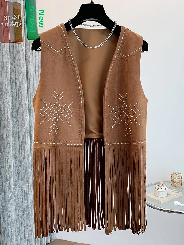

Desert Tour Unique Tassel V-Ne Jaet Oversize Women's Outerwear Gobi Desert Sle Autumn Winter New Arrival