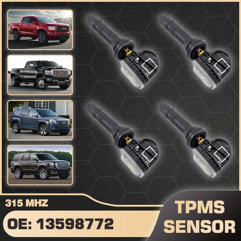 1/4Pcs TPMS Tire Pressure Sensor For GMC Canyon GMC Sierra DRW 2017-2020 GMC Terrain 2017 GMC Yukon 2014-2016 13598772 315 MHz