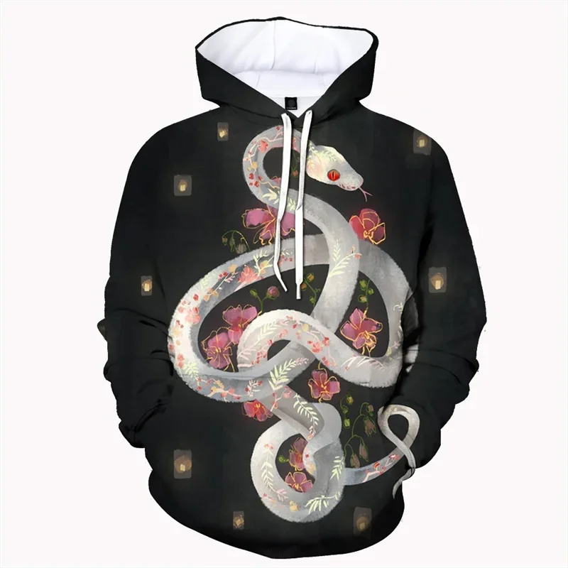 Animal Snake Hoodie Men Women Cool Personality Patterned Pullover Casual Hooded Long Sleeve 3D Printed Sweatshirt Loose Top