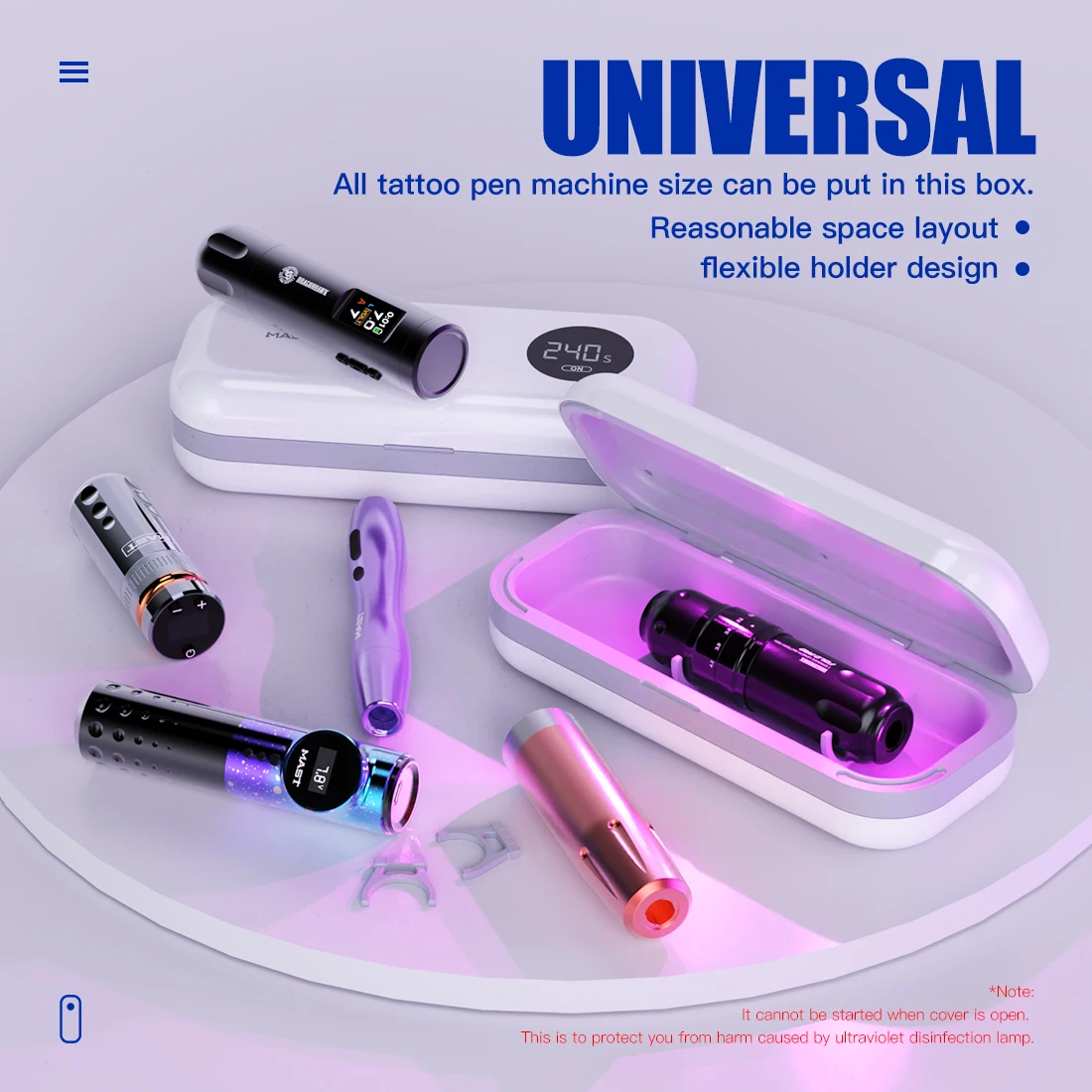 Mast Tattoo Sterilization Box With UVA+UVC LED Ultraviolet Flexible Holder  Type-C Safety Universal For Rotary Tattoo Machine