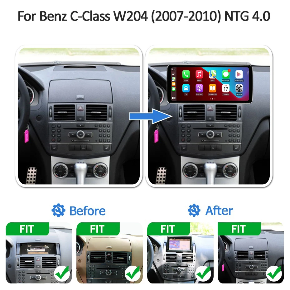 Wondefoo 13'' Carplay LINUX car radio For Benz C‑Class W204 S204 with Android AUTO 2400*900P touch screen mutimedia display