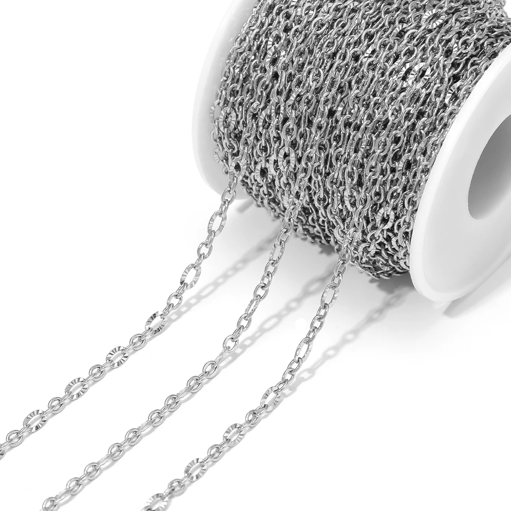 Cadenas de cable de acero inoxidable de 2 metros con eslabones ovalados 3:1 para la fabricación de collares, pulseras, tobilleras y accesorios de joyería DIY para hombre