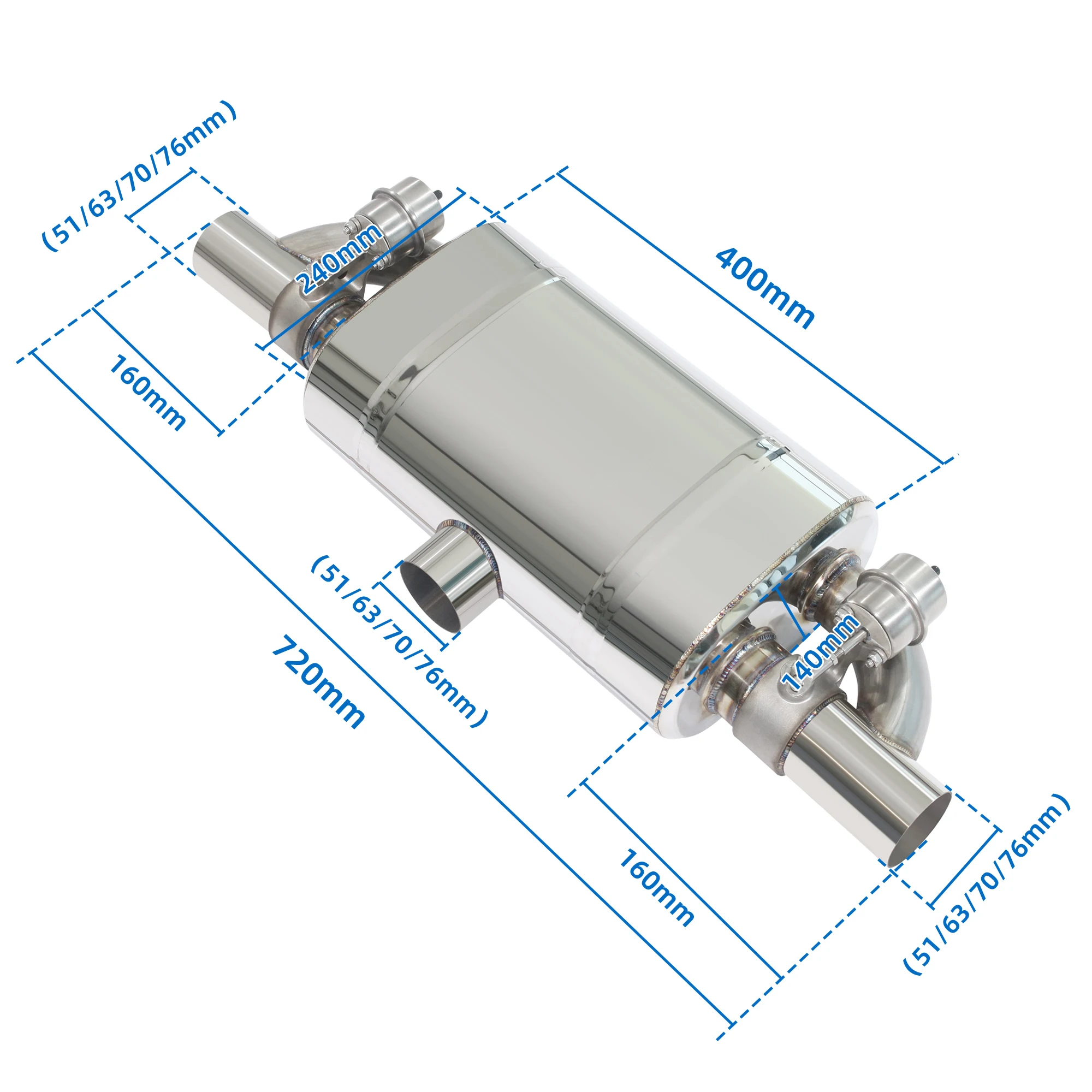 Valved Muffler Kit Center In Dual Out Remote Control Exhaust System T Style Performance Muffler Vacuum Valve Car Accessories