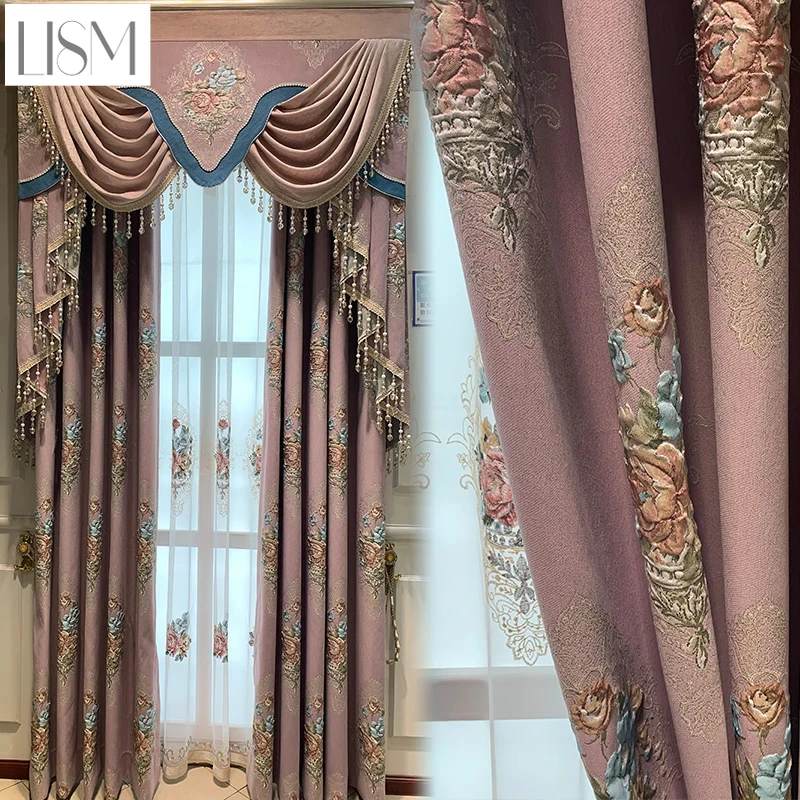 

European-style Chenille Luxury Jacquard Curtains for Living Room Bedroom Villa Customized High-end Embroidered Window Decoration