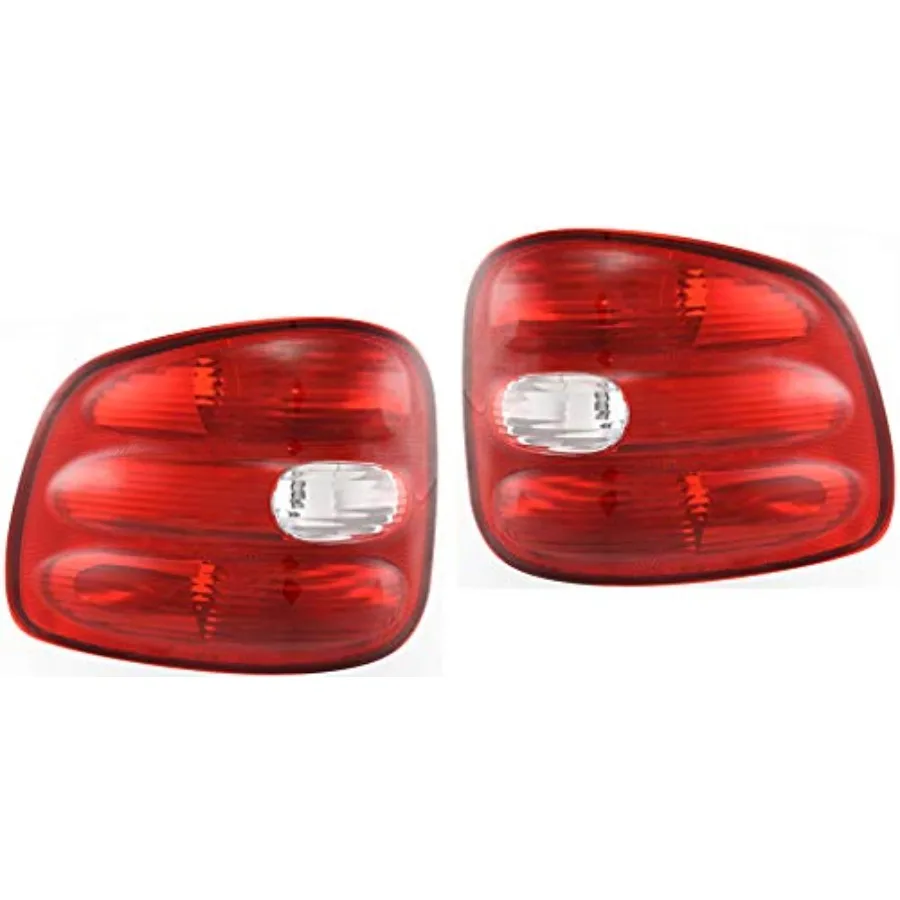 

Rear Tail Light Assembly for 1997-2000 F-150 Flareside Set of 2 Driver and Passenger Side Black Plastic with LED Lighting