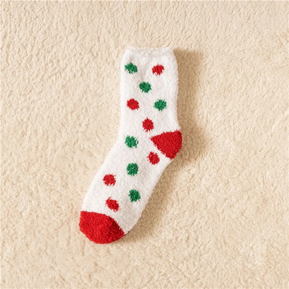 

Socks Christmas Hat Snowman Santa Claus Red Green Winter Middle Tube Socks Women Hosiery Coral Velvet Socks Christmas Socks