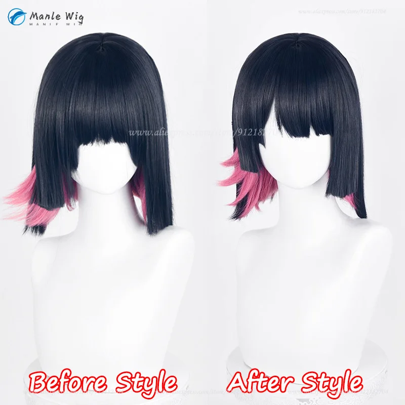 Ellen Joe Cosplay Wig 33cm Black Blue Mixed Rose Red Wigs Heat Resistant Synthetic Hair Ellen Joe Copslay Anime Wig Hairpin