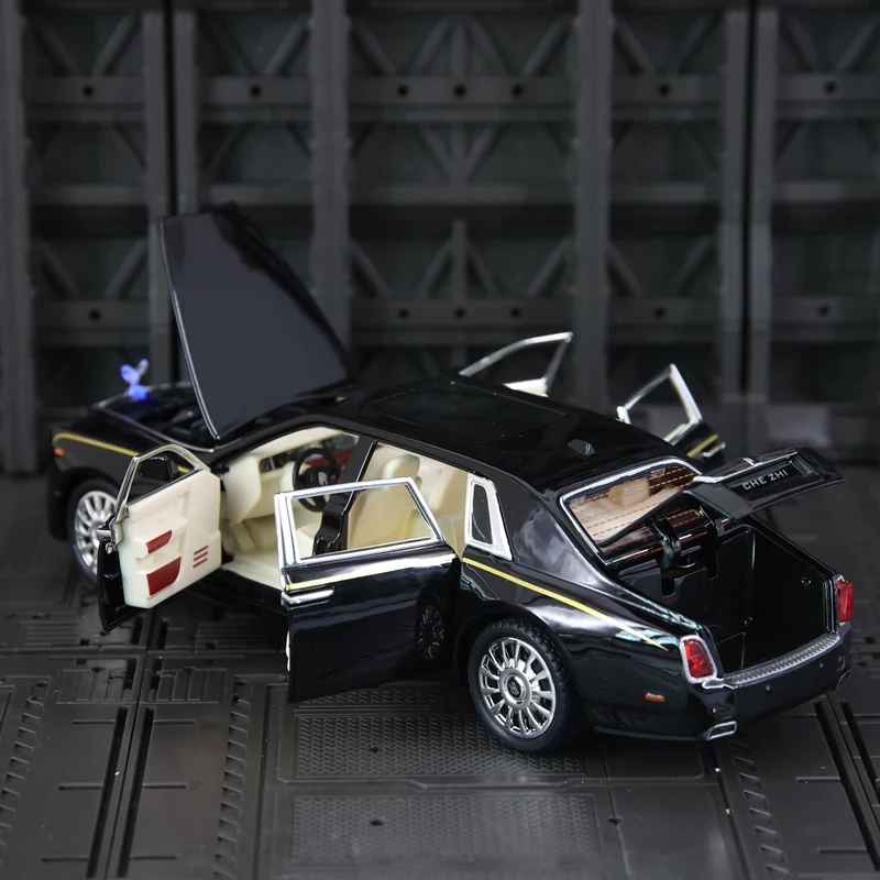 1:24 Rolls Royce Phantom Alloy Sedan Model Car Ornament Collection, puertas y capó del motor, maletero se puede abrir detalles ricos