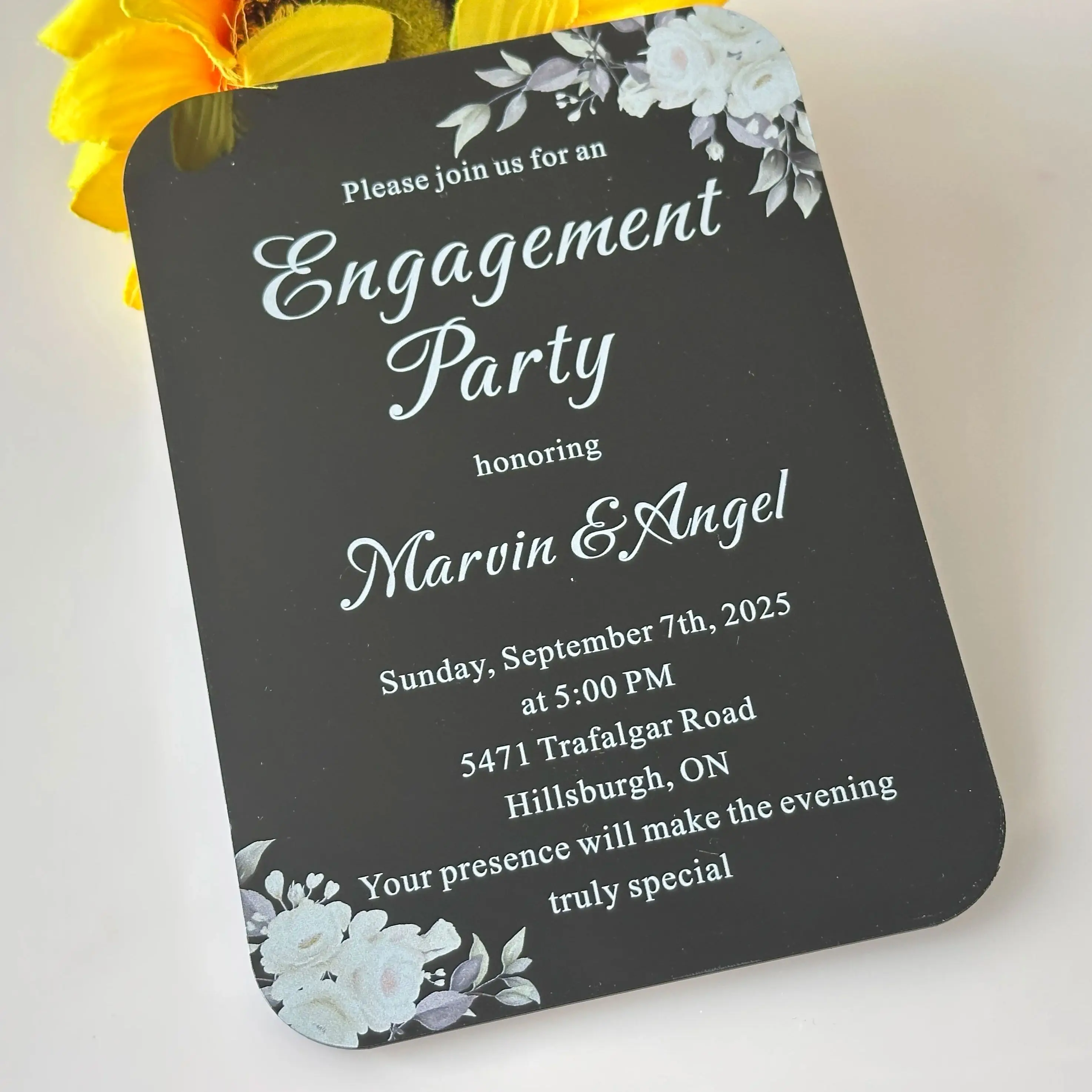 

10pcs Custom Wedding Invitation,Black Acrylic Engagement Invitations Cards,Birthday Greeting Cards for Party Gift Decoration