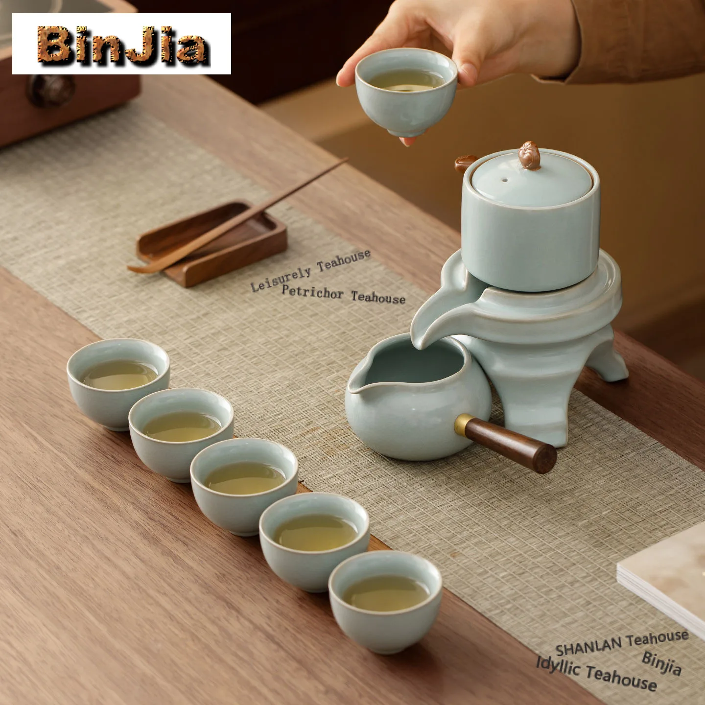 

Чайник-фильтр из керамики Celadon Ru Kiln, автоматический, для приготовления чая, высококачественный, для чайной церемонии, коллекционный, чайный набор, чашка Гондао