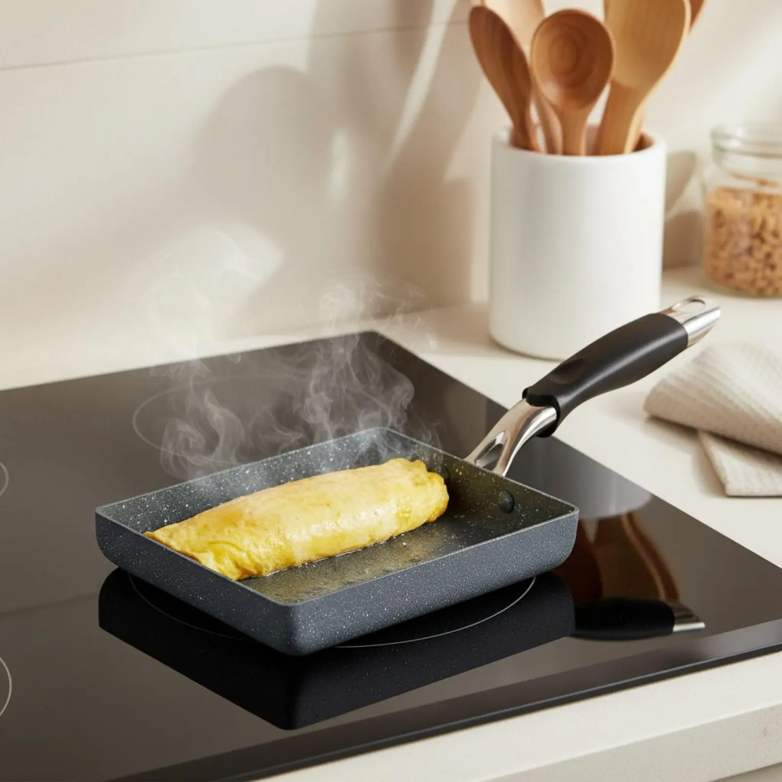 Tamagoyaki Pan Smokeless Square Omelette Pan Cookware Stone Coating Kitchenware Easy to Clean for Breakfast