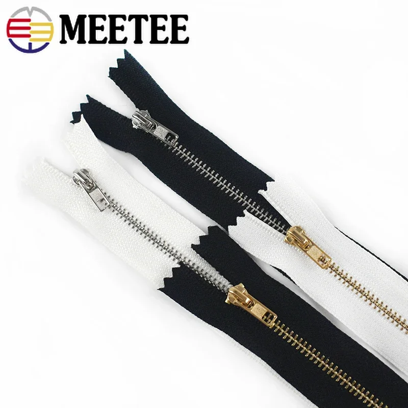 10/20Pcs 8-30cm 3# Metal Close End Zipper Black White Zip Bag Clothes Jeans Pants Coat Pocket DIY Decorative Sewing Accessories