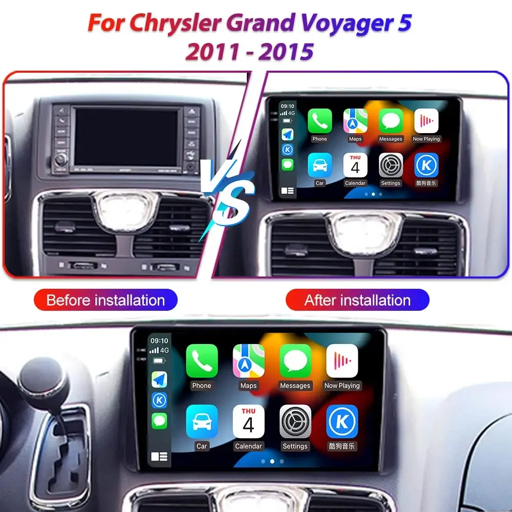 Android 16 For Chrysler Grand Voyager 5 2011 - 2015 For Dodge Grand Caravan 2008-2020 4G WIFI Car Radio Multimedia 360 Camera