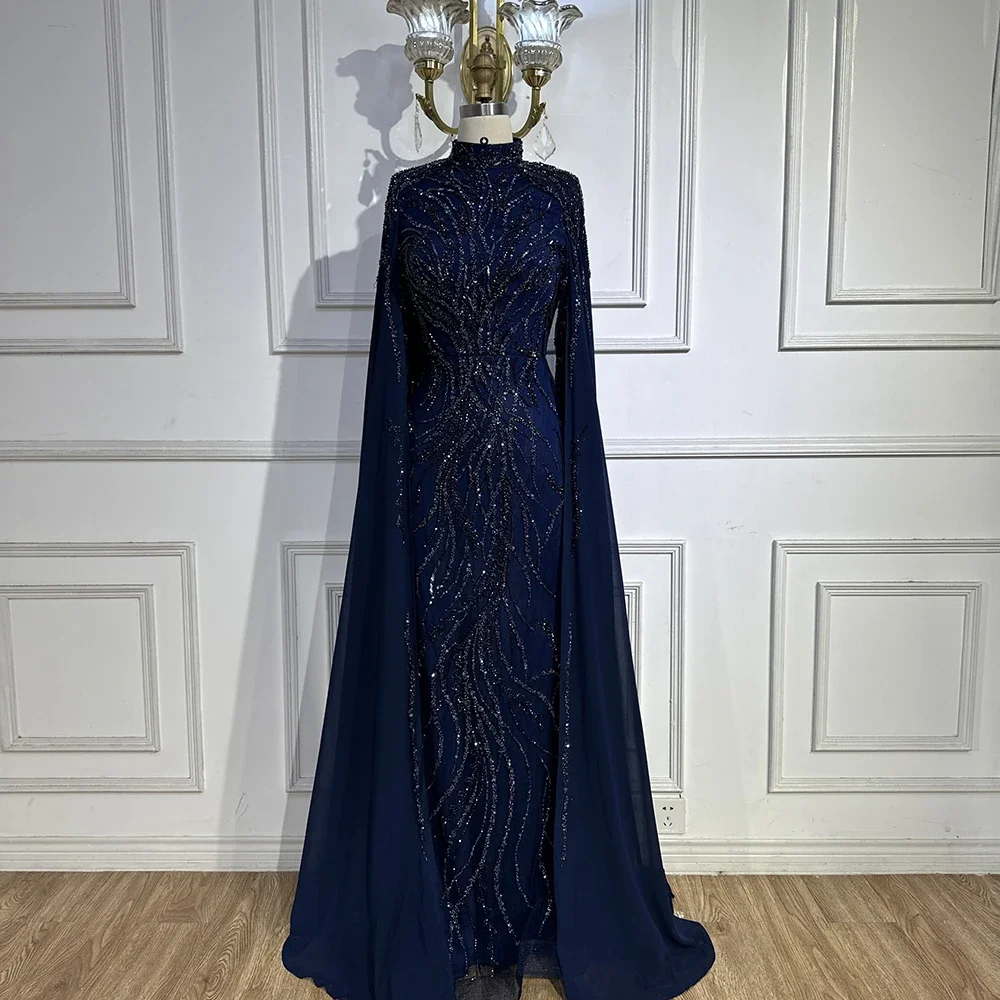 Serene Hill الوردي حورية البحر مسلم الحجاب المملكة العربية السعودية مطرز فساتين السهرة كيب مناسبة رسمية ثوب GLA72413A مخصص 2025