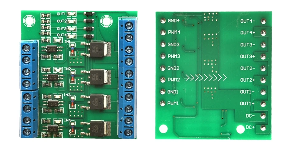 3-20V auf 3,7-27VDC 10A PWM 4-Kanal MOS FET Modul PLC Verstärker Leiterplatten-Treibermodul – Detail 2