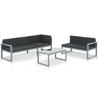 VidaXL 3-tlg. Garden Lounge set with cushions aluminum Black