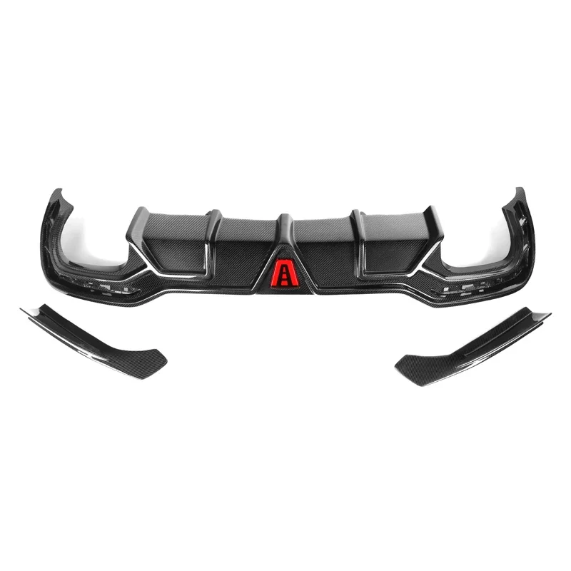 A4 B10 Carbon fiber rear diffuser Fit for Audi A4 Non Sport line 2021+ VE Style with LED light rear bumper diffuser lip