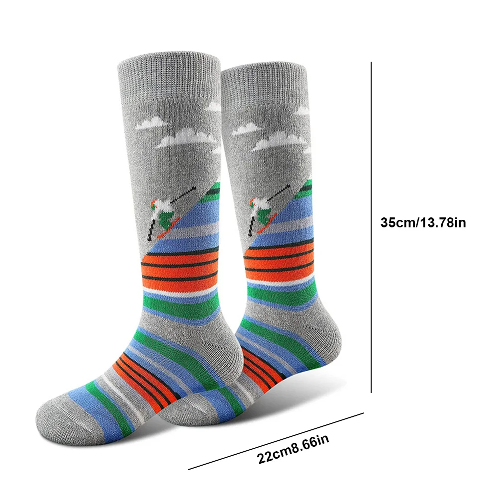 겨울 따뜻한 두꺼운 스키 스타킹, 하이킹 양말, 남녀공용, 추위 방지 스키, 야외 하이 스포츠 스타킹, 1 쌍